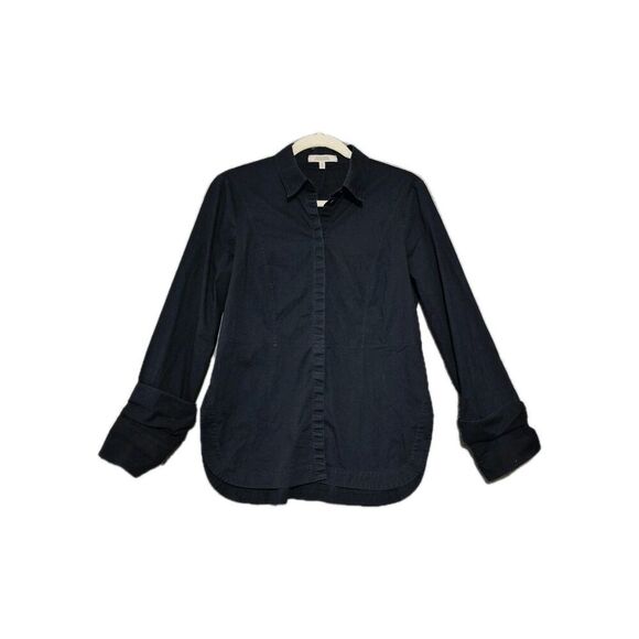 Schumacher Tops - Dorothee Schumacher Women's Navy Blue Long Sleeve Double Cuff Button Up Top 2